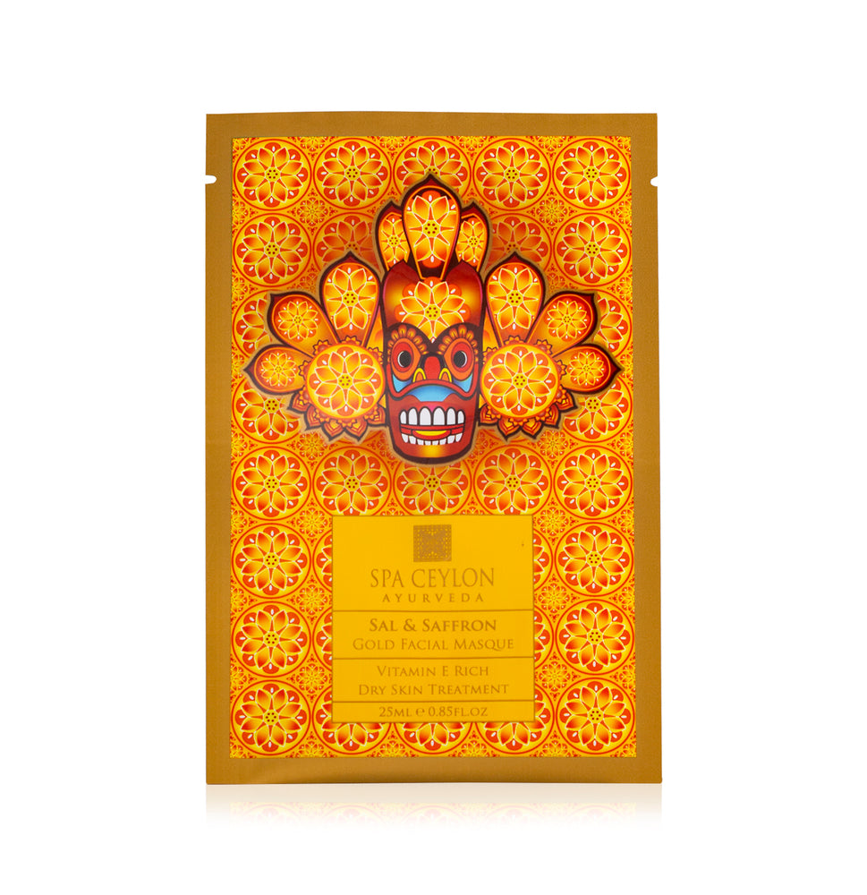 SAL & SAFFRON – lakštinė veido kaukė su aukso folija, 25 ml