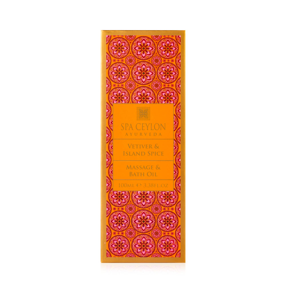 VETIVER & ISLAND SPICE - energizuojantis vonios ir masažo aliejus, 100 ml