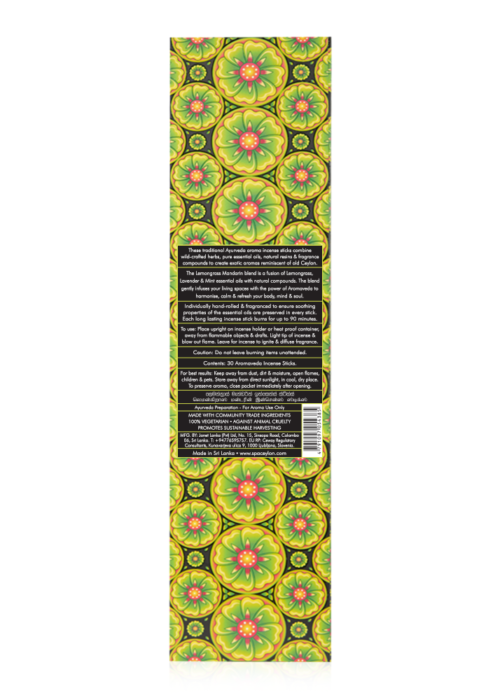 5438_LEMON GRASS & MANDARIN - AROMAVEDA INCENSE STICKS back